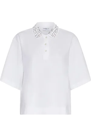 MARELLA Femme, Tops, Blanc, Taille: 40 FR Polo Blanc avec Cristaux