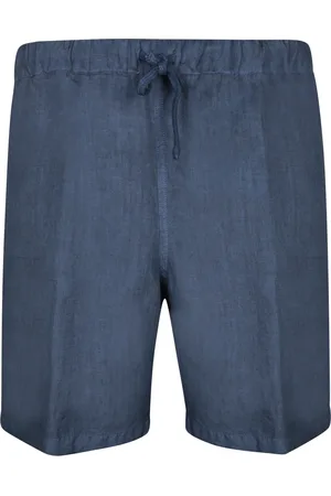 120% Lino Homme, Shorts, Bleu, Taille: S Shorts Bermuda en lin avec taille élastique