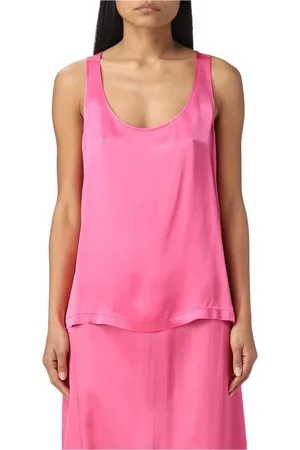 SEMICOUTURE Femme, Tops, Rose, Taille: 46 FR Haut Cami en Soie Fuchsia