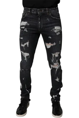 Dolce & Gabbana Homme, Jeans, Noir, Taille: M Jean Denim Skinny Noir Déchiré