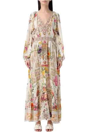 Camilla Femme, Robes, Multicolore, Taille: 38 FR Robe Maxi Fleurie Style Élégant