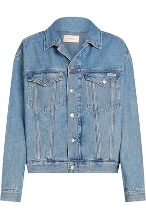 Calvin Klein Femme, Vestes, Bleu, Taille: 38 FR Veste en Denim Patchwork avec Fermeture à Boutons