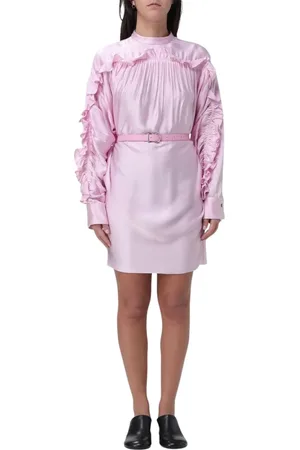 Jil Sander Femme, Robes, Rose, Taille: 36 FR Robe Mini en Soie Rose à Volants