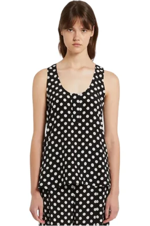 MARELLA Femme, Tops, Noir, Taille: 38 FR Haut en Soie Noir avec Pois Blancs