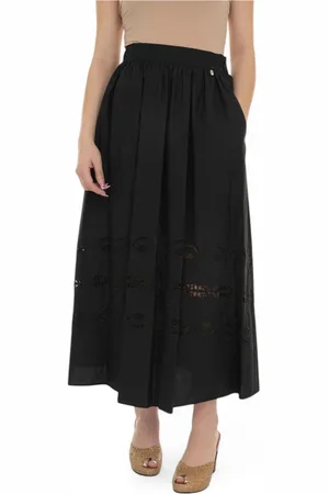 Liu Jo Femme, Jupes, Noir, Taille: 40 FR Taille Élastique Dentelle Jupe Coton