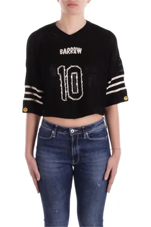 BARROW Femme, Pulls, Noir, Taille: 38 FR Pull noir avec broderie logo avant