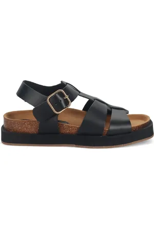 Paloma Barceló Femme, Chaussures, Noir, Taille: 36 EU Sandales noires en cuir pour femmes Printemps-Été 2025