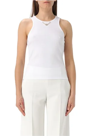 Twin-Set Femme, Tops, Blanc, Taille: 44 FR Élégant Débardeur Côtelé