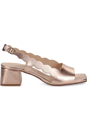 SANGIORGIO Femme, Chaussures, Jaune, Taille: 35 EU Sandales à Talon Bloc Doré
