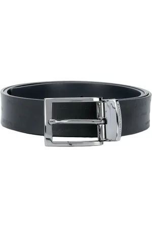 Emporio Armani Homme, Accessoires, Noir, Taille: ONE Size Ceinture réversible avec lettrage, cuir noir-bleu