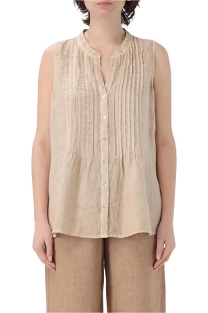 120% Lino Femme, Blouses et Chemises, , Taille: 36 FR Linen Sleeveless Blouse Relaxed Fit