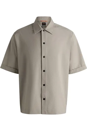HUGO BOSS Homme, Chemises, , Taille: M Chemise à manches courtes en polyester couleur unie