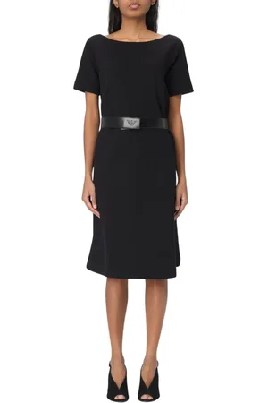Emporio Armani Femme, Robes, Noir, Taille: 42 FR Élégante Robe Noire en Tricot