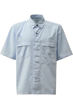 C.P. Company Homme, Chemises, Bleu, Taille: 2XL Chemise à Manches Courtes Box Fit en Ripstop