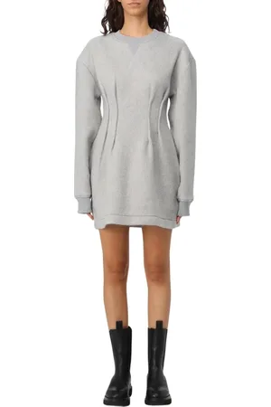 J.W.Anderson Femme, Robes, Gris, Taille: 38 FR Robe Pull Grise avec Taille Cintrée