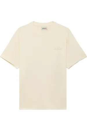 Autry Homme, Tops, , Taille: M T-Shirt Logo Ton sur Ton Crème
