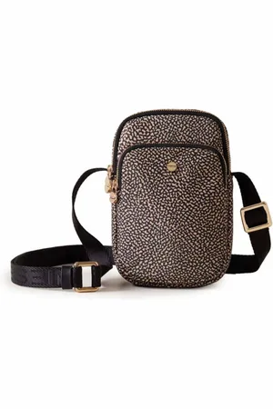 Borbonese Femme, Sacs, Brun, Taille: ONE Size Imprimé Nylon Crossbody Porte-smartphone