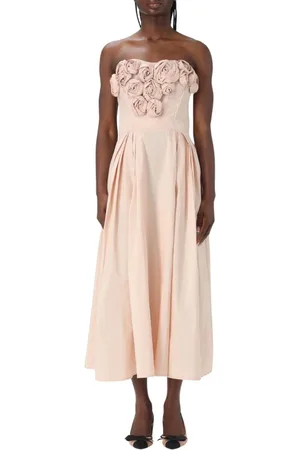 Elisabetta Franchi Femme, Robes, , Taille: 42 FR Élégante Robe Midi à Appliques Florales