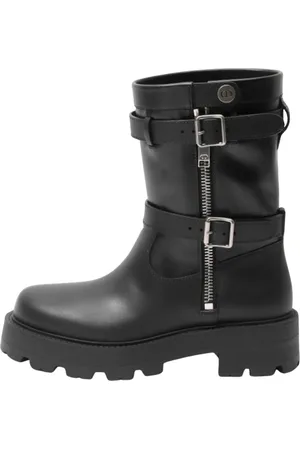 Dior Femme, Chaussures, Noir, Taille: 36 EU Bottes en Cuir Noir à Boucle