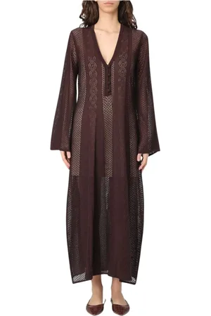 Twin-Set Femme, Robes, Brun, Taille: 40 FR Élégante Robe Longue Tricot Café