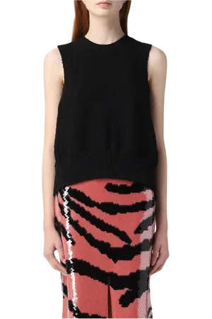 Bottega Veneta Femme, Pulls, Noir, Taille: 38 FR Pull sans Manches en Tricot Noir