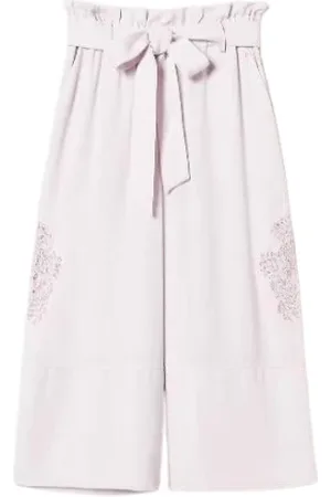 Twin-Set Femme, Pantalons, Rose, Taille: 38 FR Pantalon court en twill avec broderie