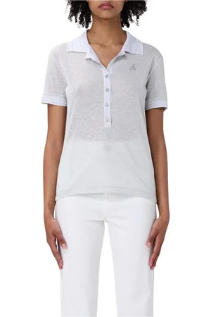 Patrizia Pepe Femme, Tops, Blanc, Taille: 40 FR Polo en maille métallique noir