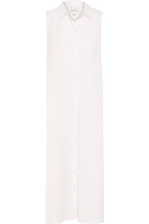 My Essential Wardrobe Femme, Robes, Blanc, Taille: 48 FR Robe sans Manches avec Col et Ceinture