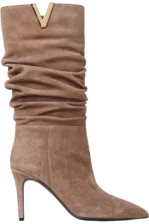 Via Roma Femme, Chaussures, Brun, Taille: 36 EU Bottes Slouch en Daim Noir au Genou