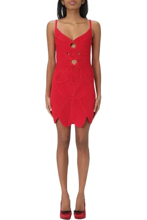 Cult Gaia Femme, Robes, Rouge, Taille: 38 FR Robe en Tricot Rouge avec Détail CutOut