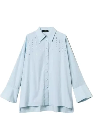 Twin-Set Femme, Blouses et Chemises, Bleu, Taille: 38 FR Chemise Brodée Collection Actitude