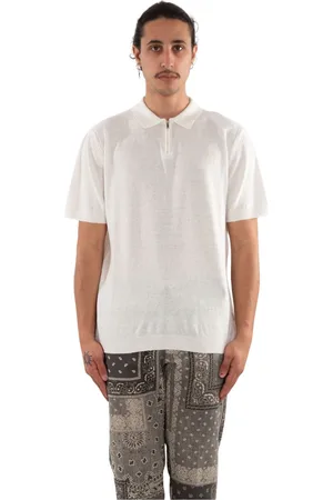 Daniele Fiesoli Homme, Tops, Blanc, Taille: XL Polo en Lin à Zip