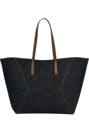 Brunello Cucinelli Femme, Sacs, Bleu, Taille: ONE Size Sac Fourre-Tout Denim Bleu