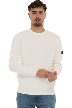 Peuterey Homme, Pulls, Blanc, Taille: L Pull en Coton à Col Rond Texturé