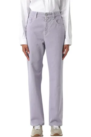 Brunello Cucinelli Femme, Jeans, Violet, Taille: 38 FR Jeans Jambe Droite Blancs pour Femmes