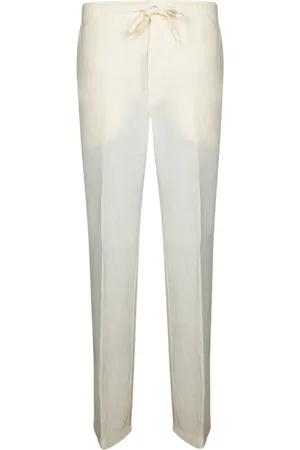 120% Lino Homme, Pantalons, Blanc, Taille: L Léger pantalon lin été