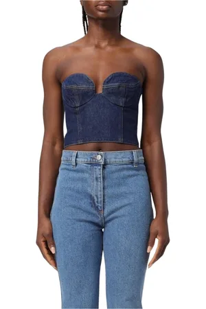 MAGDA BUTRYM Femme, Tops, Bleu, Taille: 38 FR Haut Corset en Denim Élégant et Polyvalent