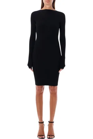 Rick Owens Femme, Robes, Noir, Taille: 38 FR Robe Mini en Maille Côtelée Noire