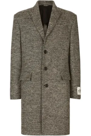 Dolce & Gabbana Homme, Manteaux, Gris, Taille: L Manteau Gris en Laine avec Étiquette