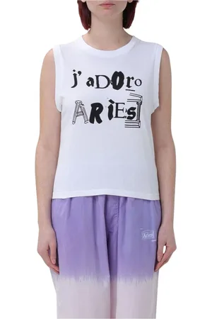 ARIES Femme, Tops, Blanc, Taille: 40 FR Haut Blanc Sans Manches Femme Élégant Polyvalent