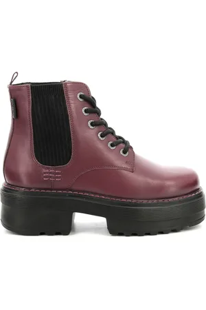 Kickers Femme, Chaussures, Rouge, Taille: 38 EU Helena Bottes en Cuir Lacets Élastiques