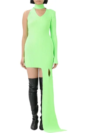 DAVID KOMA Femme, Robes, Vert, Taille: 40 FR Robe Mini en Tricot Côtelé