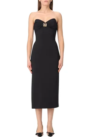 Elisabetta Franchi Femme, Robes, Noir, Taille: 38 FR Robe Midi Noire Sans Bretelles