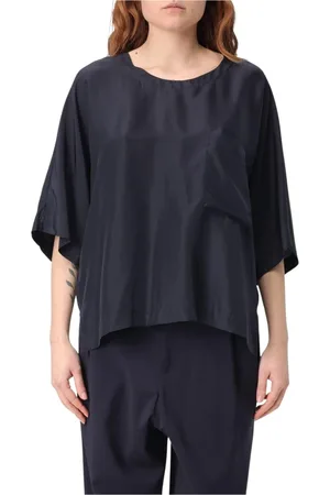BARENA Femme, Blouses et Chemises, Bleu, Taille: 42 FR Haut sans Manches Col en V Bleu