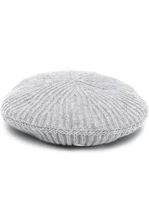 Ganni Femme, Accessoires, Gris, Taille: ONE Size Béret Structuré en Maille Côtes