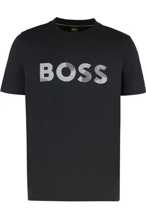 HUGO BOSS Homme, Tops, Noir, Taille: XS T-shirt en coton à col rond côtelé
