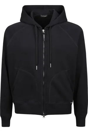 Tom Ford Homme, Sweatshirts et sweats à capuche, Noir, Taille: L Sweat à Capuche Noir de Luxe avec Fermeture Éclair