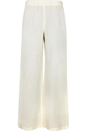 120% Lino Femme, Pantalons, , Taille: 44 FR Pantalon Large en Lin Taille Élastique