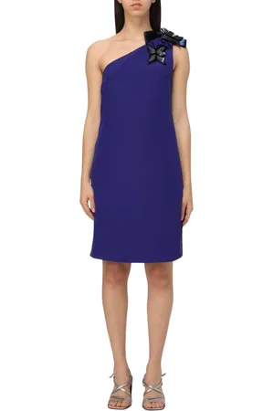 Emporio Armani Femme, Robes, Bleu, Taille: 36 FR Robe Noire à Une Épaule Ornée