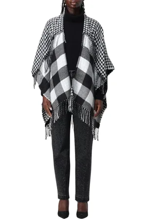 Liu Jo Femme, Vestes, Multicolore, Taille: ONE Size Cape à Franges Blanche